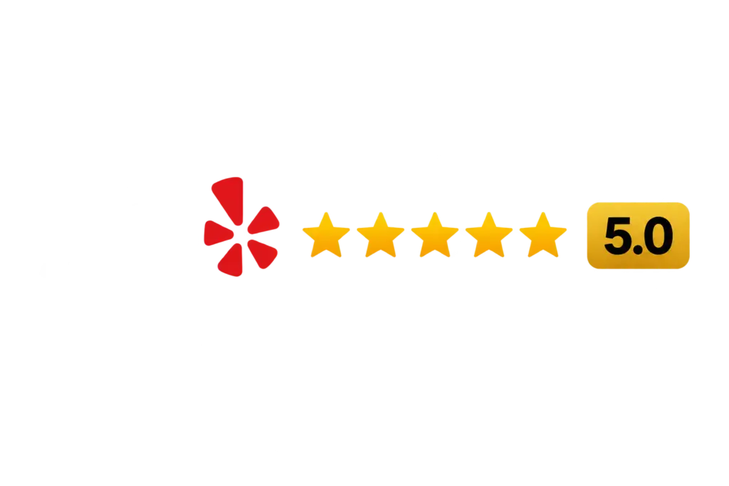Yelp 5.0 star rating badge