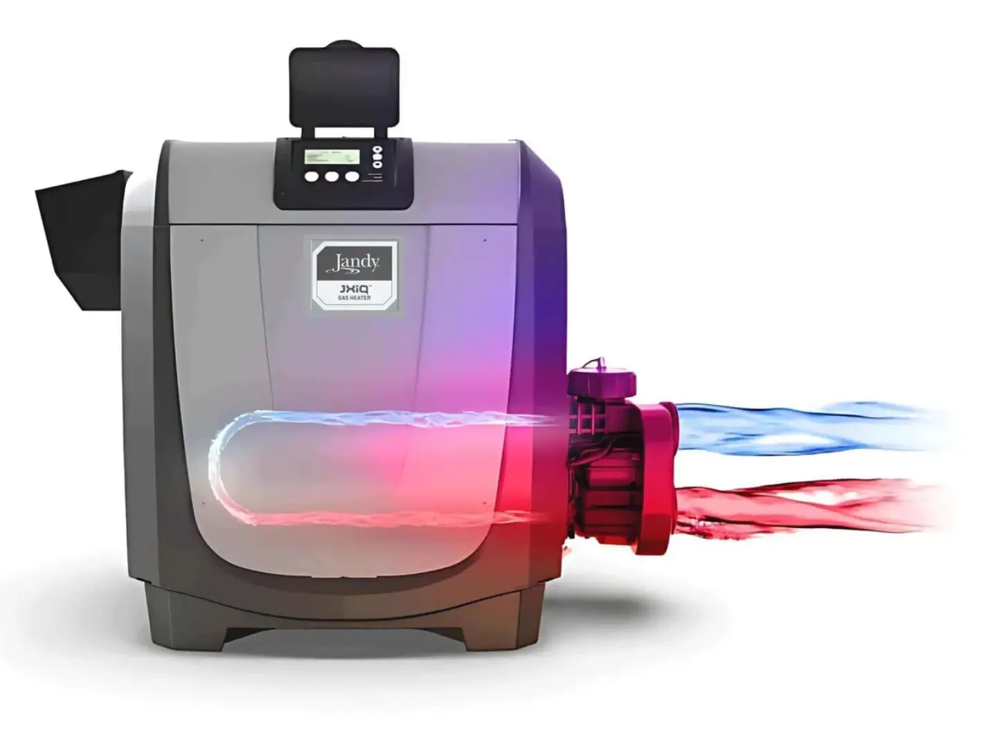 Pool heater with heat flow illustration